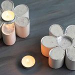 como hacer portavelas de cemento en forma de flor