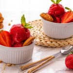 receta de sorbete de platano fresas y menta